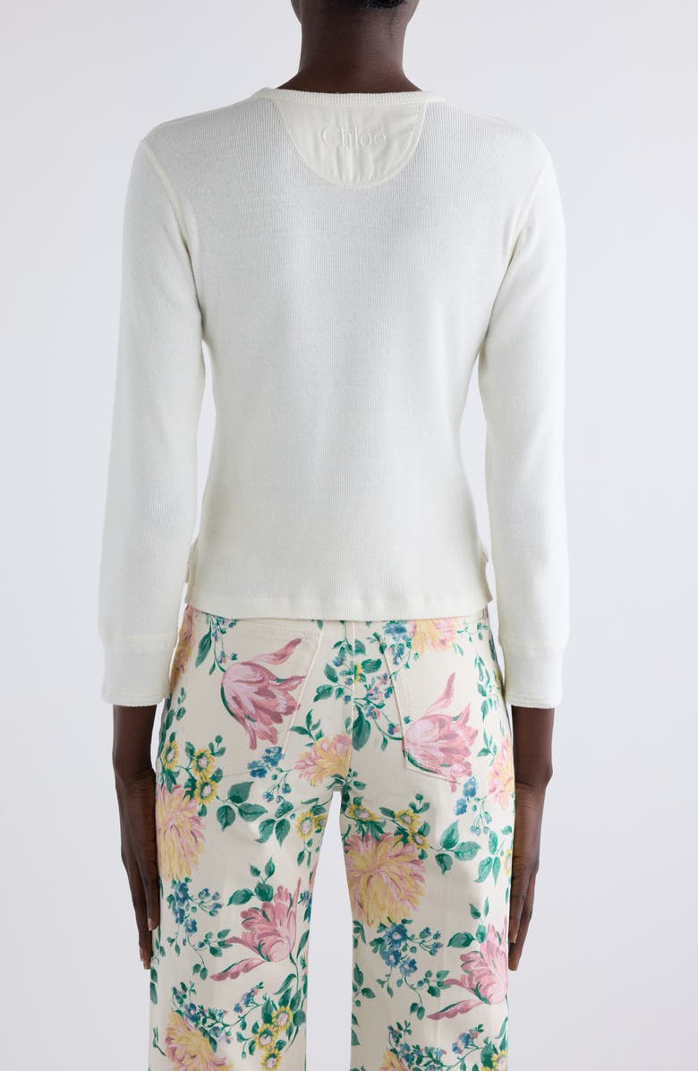 Chloé Cotton Rib Henley, Alternate, color, Iconic Milk
