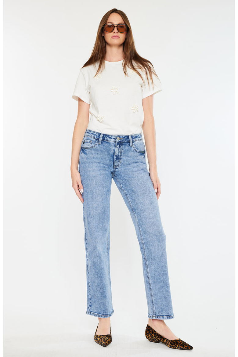 Tamia Essentials Mid Rise True Straight Jeans, Alternate, color, Medium Wash