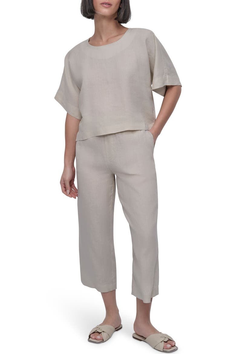 Drop Shoulder Boxy Linen Top, Alternate, color, NATURAL