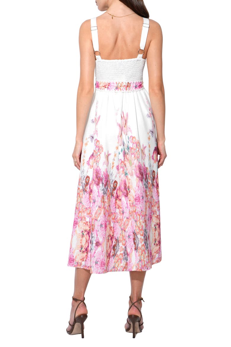 Remi Floral Midi Dress, Alternate, color, WHITE/ MAGENTA