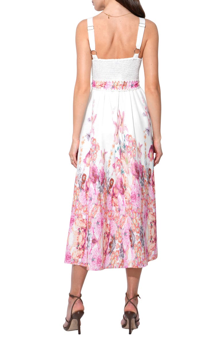 Adelyn Rae Remi Floral Midi Dress, Alternate, color, White/ Magenta