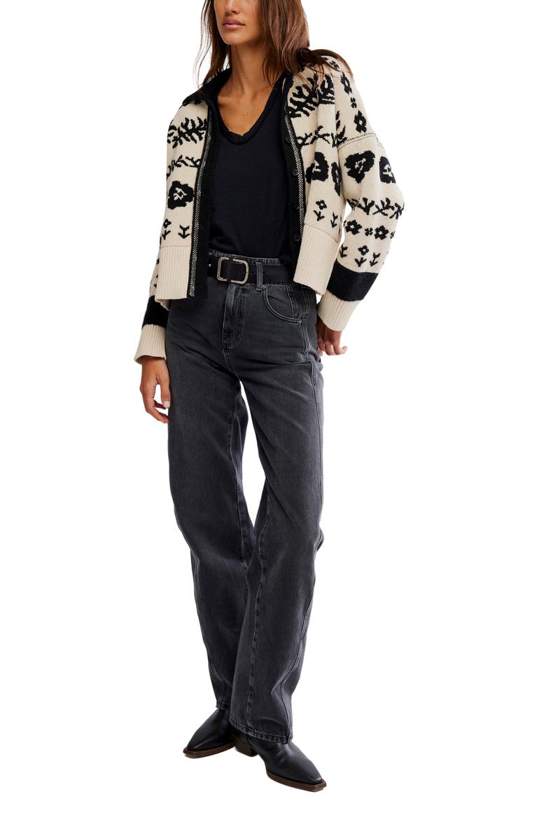 Shelby Floral Jacquard Cardigan, Alternate, color, NEUTRAL COMBO