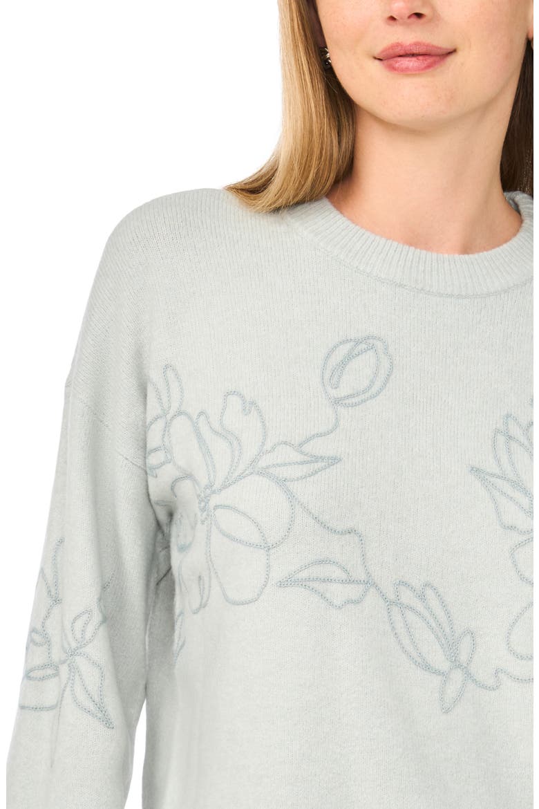 Floral Embroidered Crewneck Sweater, Alternate, color, ERICA BLUE