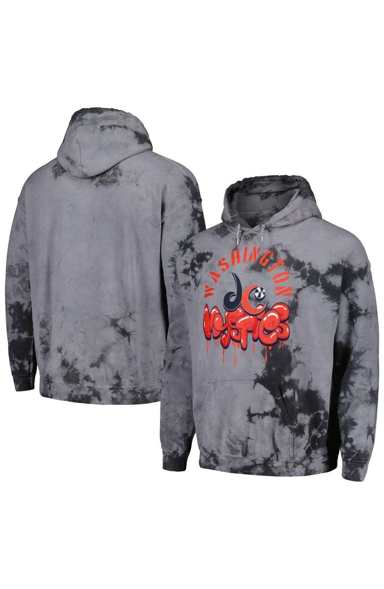 Stadium Essentials Unisex Stadium Essentials Charcoal Washington Mystics Street Art Dark Crystal Tie-Dye Washed Pullover Hoodie, Main, color, Charcoal