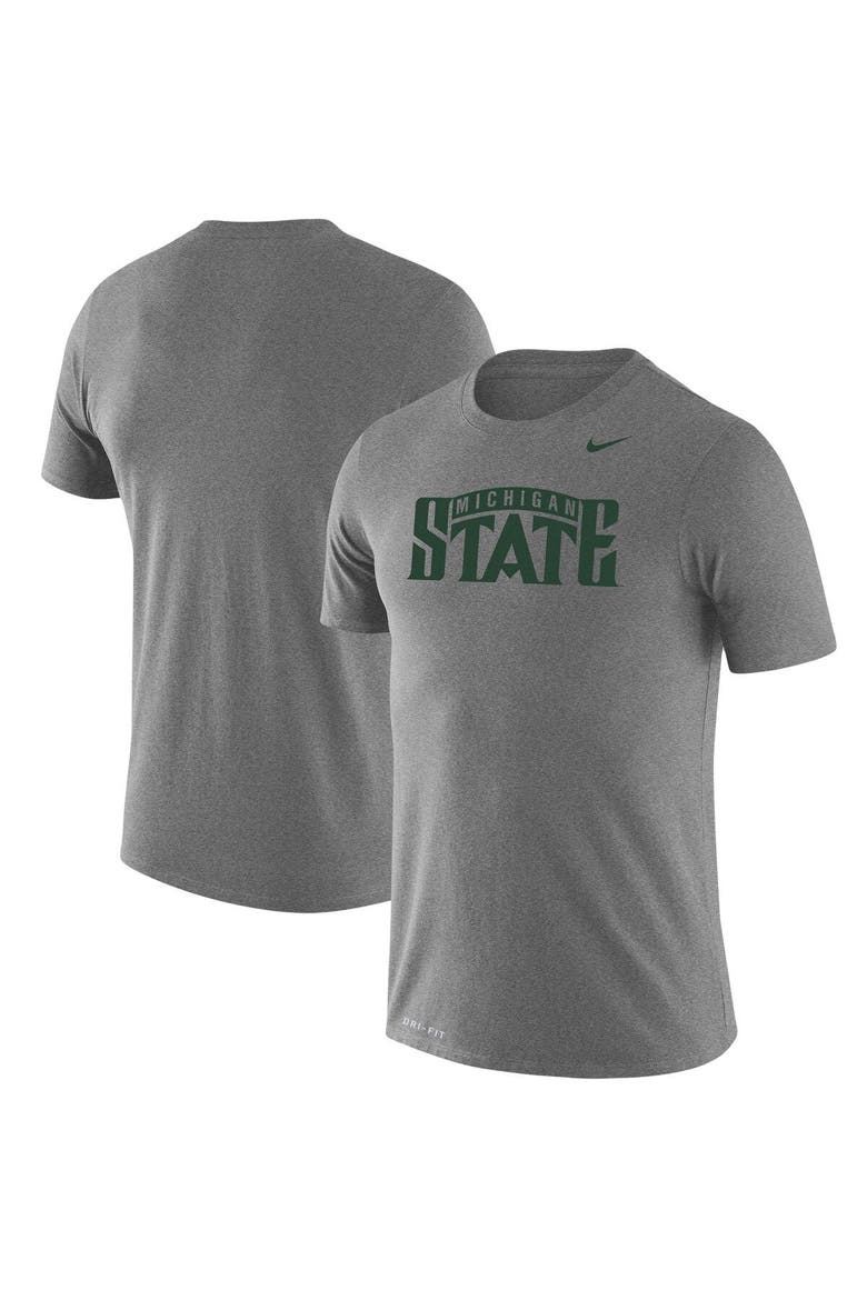 Men's Nike Heathered Gray Michigan State Spartans School Logo Legend Performance T-Shirt, Alternate, color, Heather Gray