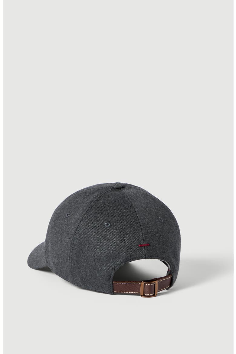 Cotton and virgin wool gabardine baseball cap with embroidered logo, Alternate, color, Anthracite
