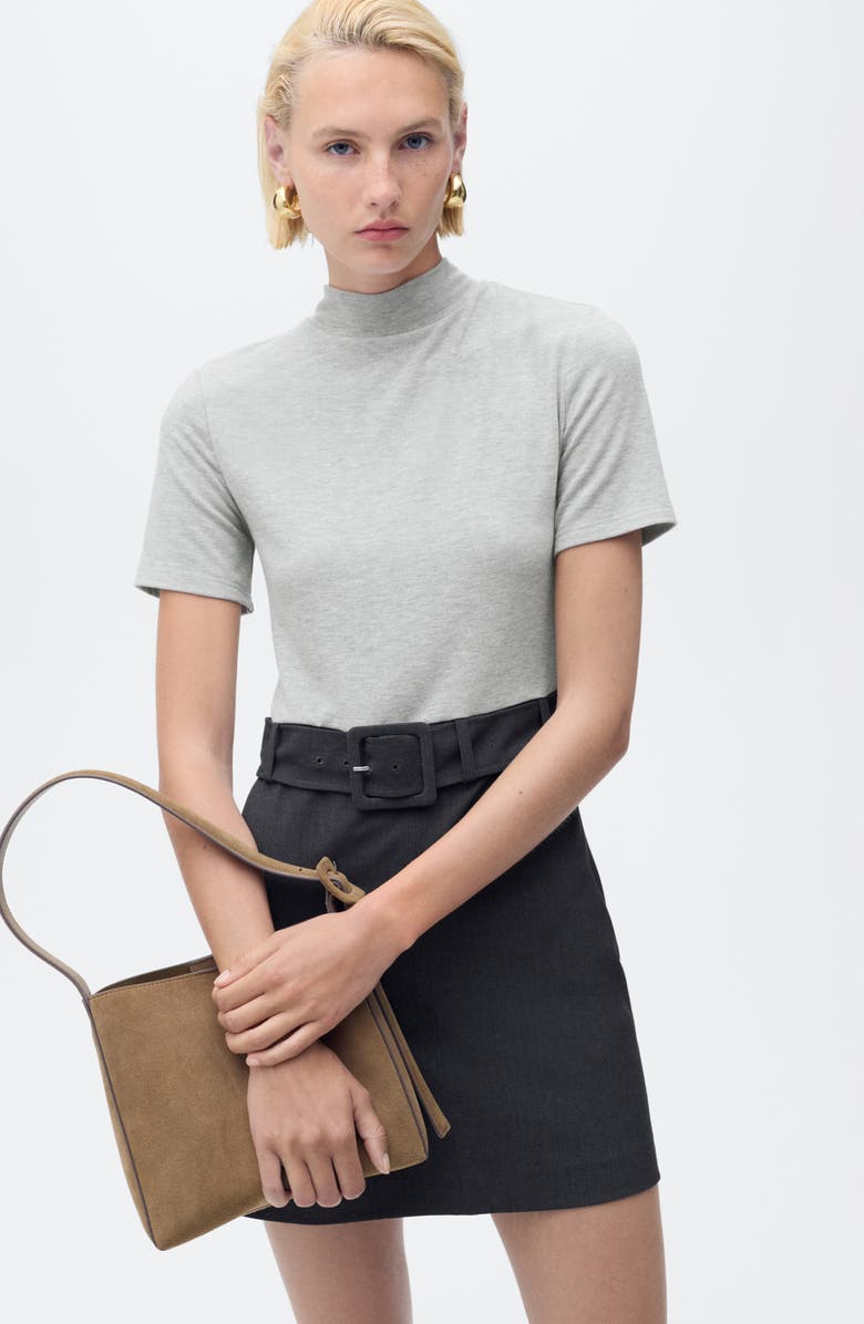 MANGO Belted Minidress, Alternate, color, Grey