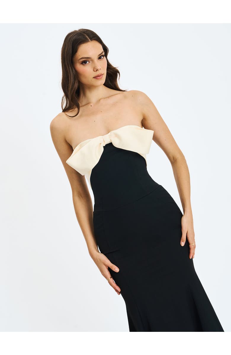 Miss Circle Saige Mermaid Maxi Dress with Bow Bustline, Alternate, color, Black