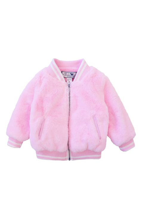 Varsity Faux Fur Zip Jacket (Baby)