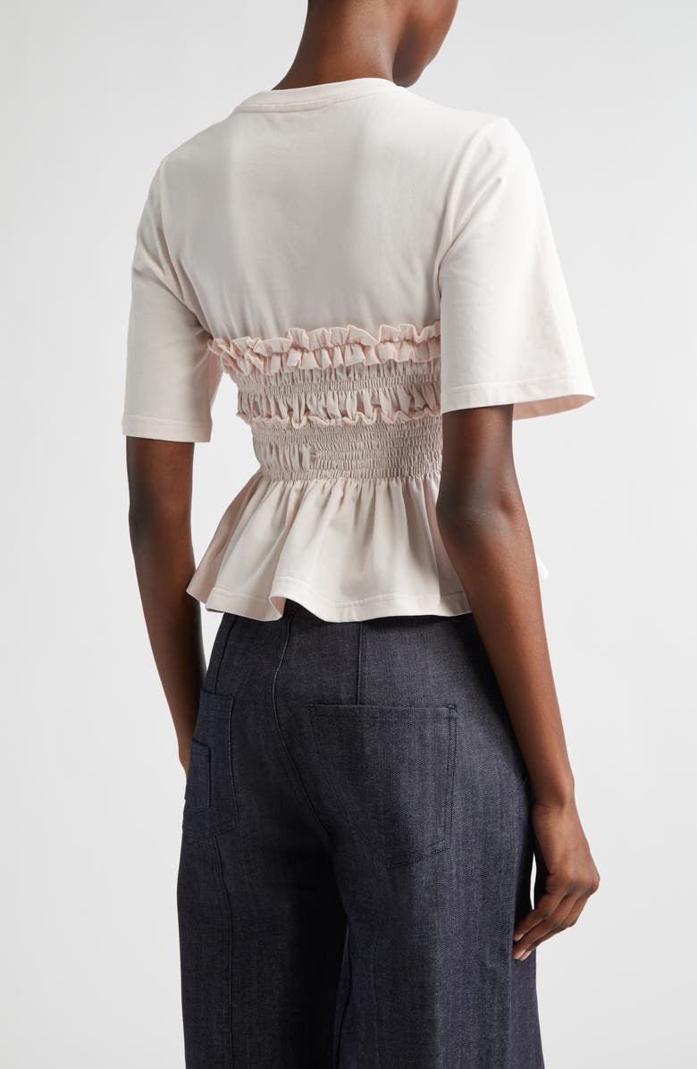 Cecilie Bahnsen Vilde Shirred Peplum T-Shirt, Alternate, color, Light Pink Jersey