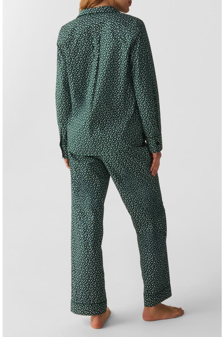 Floral Cotton Poplin Pajamas, Alternate, color, MEDIUM GREEN