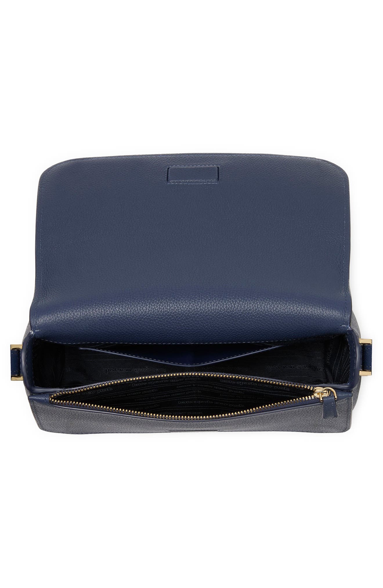 Kate Spade New York small liv pebble leather flap crossbody bag, Alternate, color, Parisian Navy