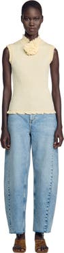 SANDRO Smocked T-shirt with flower detail