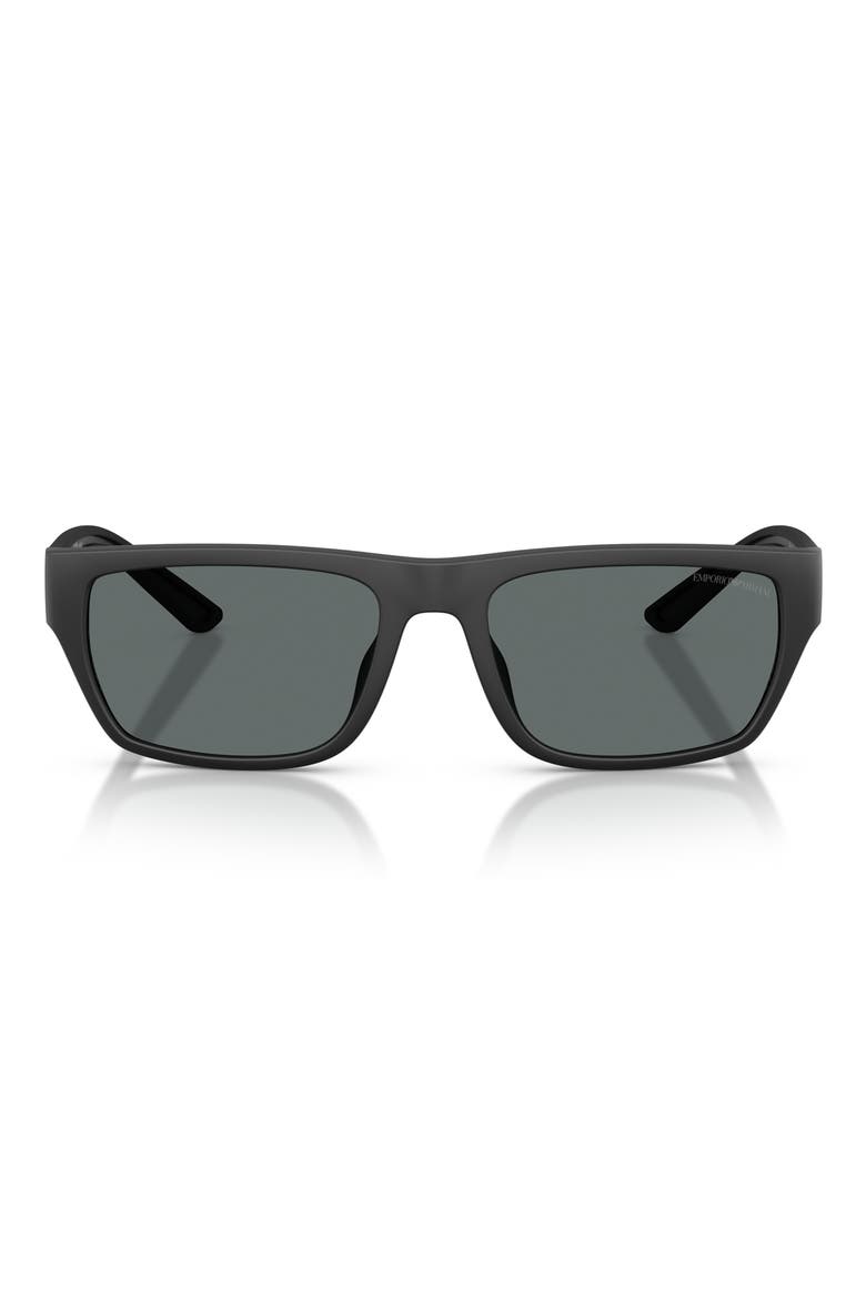57mm Polarized Pillow Sunglasses, Main, color, MATTE BLACK / DARK GREY