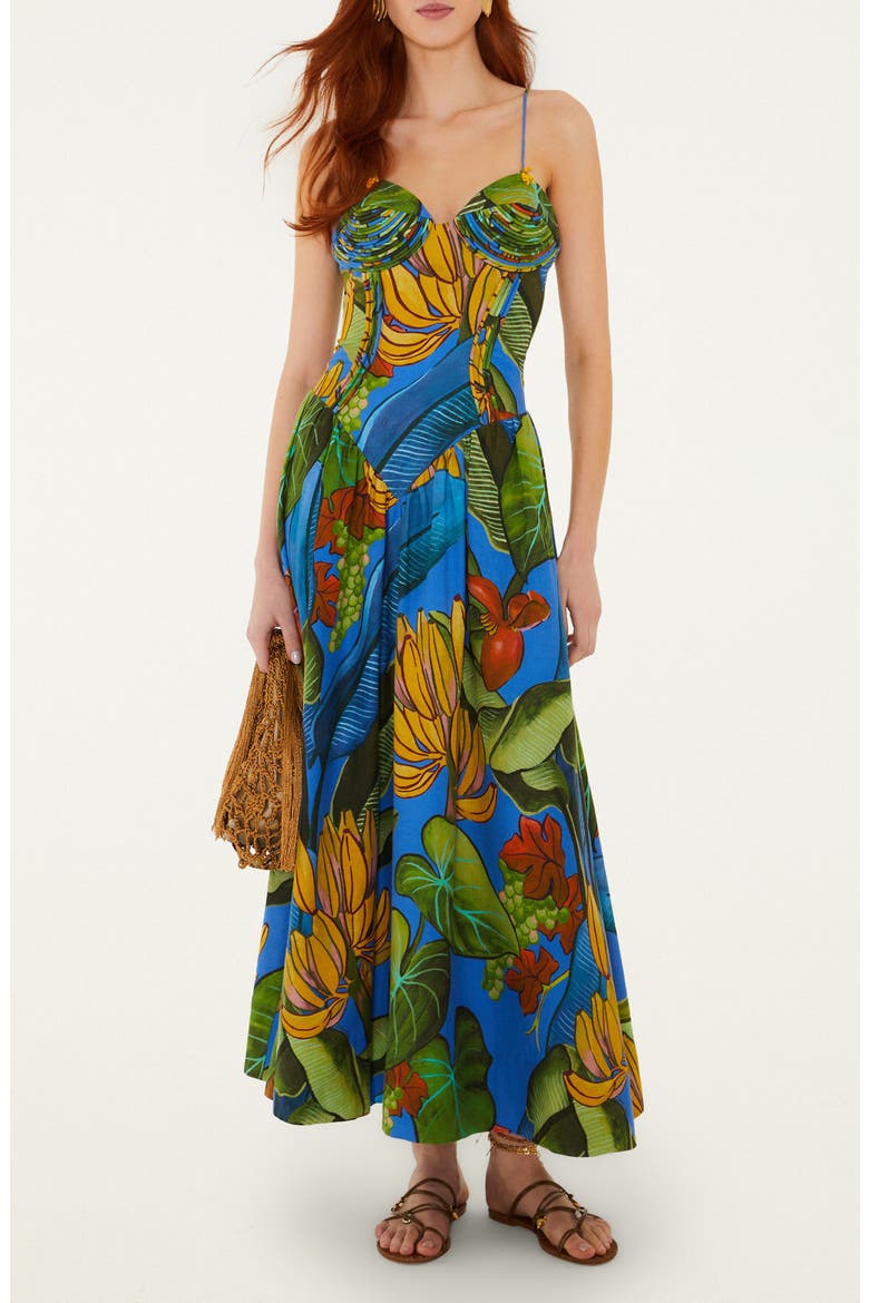 linen fruit dress Fruit Print Linen Blend Maxi Dress (Women)