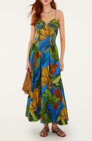 FARM Rio Fruit Print Linen Blend Maxi Dress