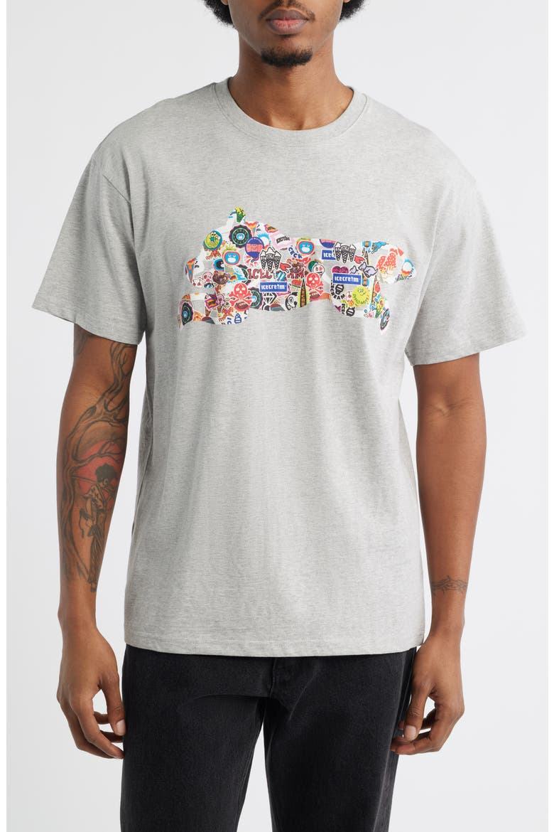 Stickers Graphic T-Shirt, Main, color, HEATHER GRAY