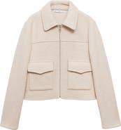 MANGO Wool Blend Faux Shearling Field Jacket