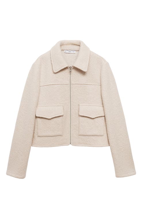 Mango Wool Blend Faux Shearling Field Jacket In White