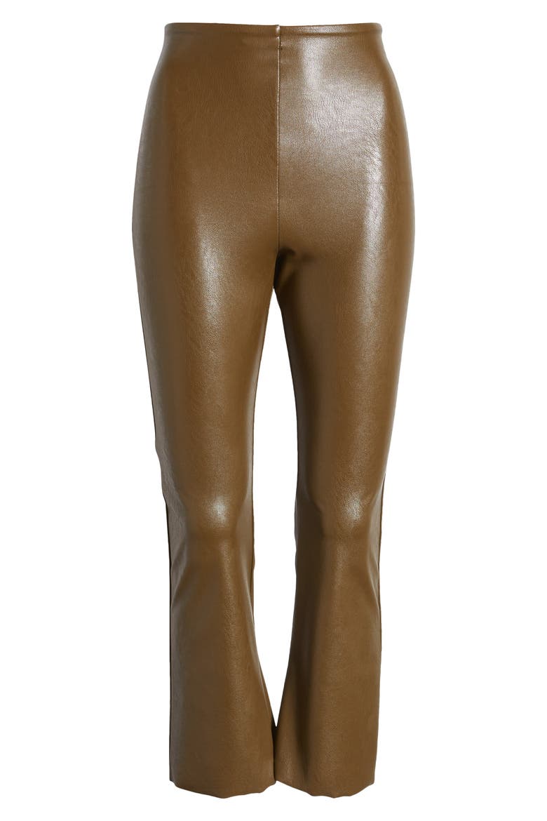 Faux Leather Flare Crop Pull-On Pants, Alternate, color, CADET