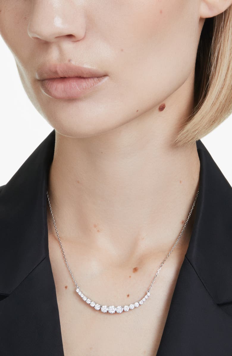 Swarovski Matrix Graduating Crystal Necklace, Alternate, color, White/ Silver
