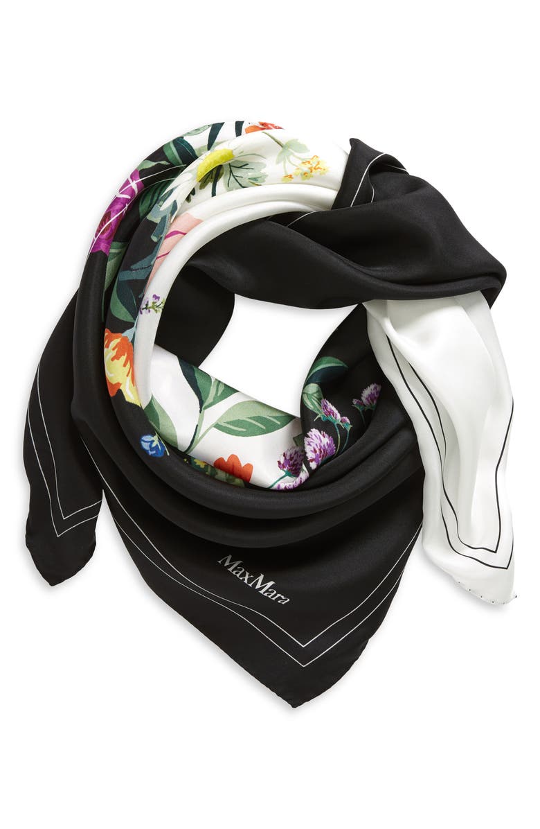 Max Mara Floral Monogram Silk Square Scarf, Alternate, color, 
