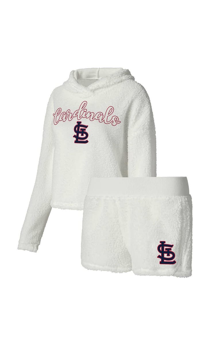 CONCEPTS SPORT Women's Concepts Sport Cream St. Louis Cardinals Fluffy Hoodie Top & Shorts Sleep Set, Main, color, Cream