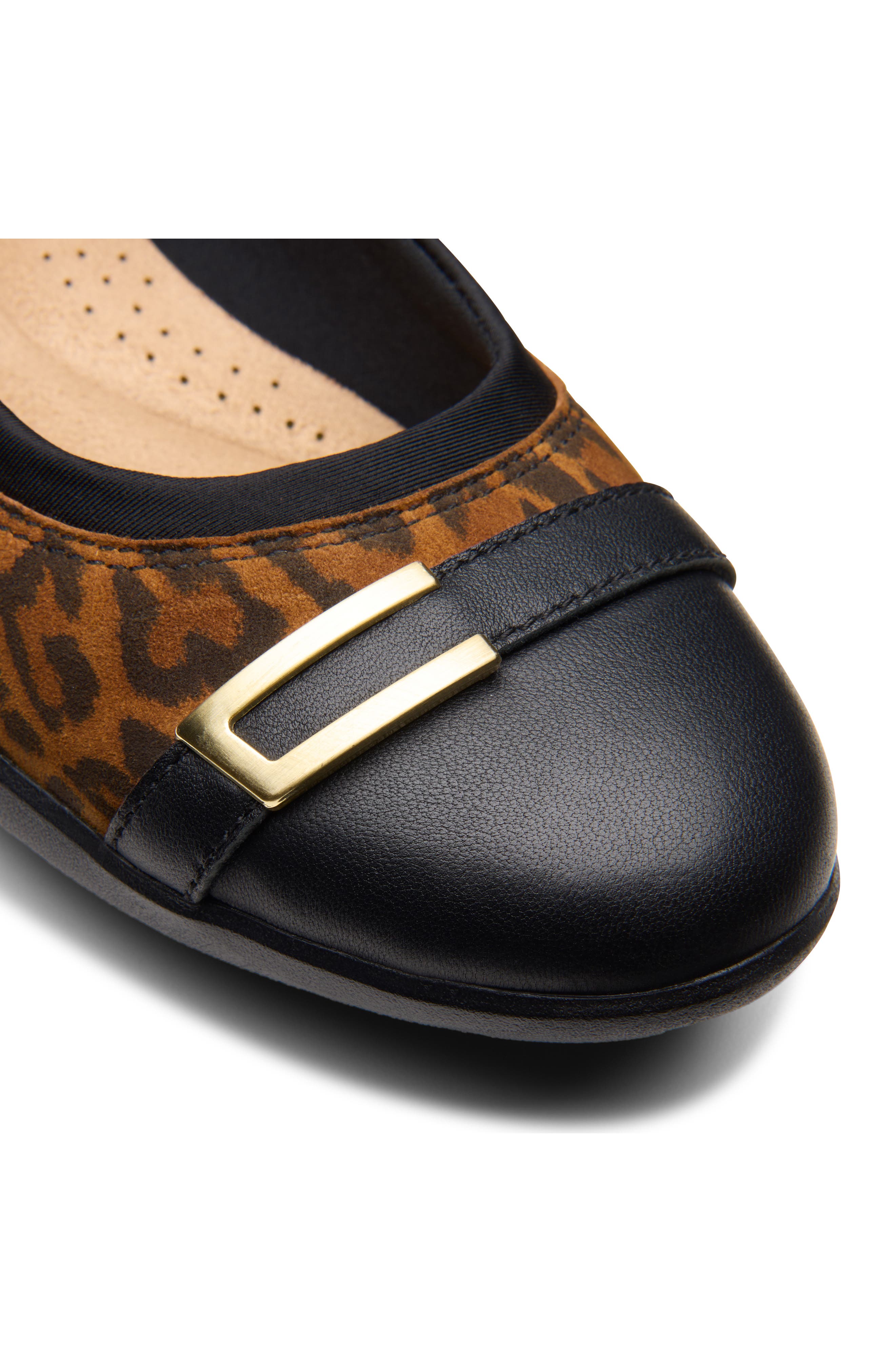 Clarks<sup>®</sup> Meadow Rose Cap Toe Flat, Alternate, color, Leopard Print