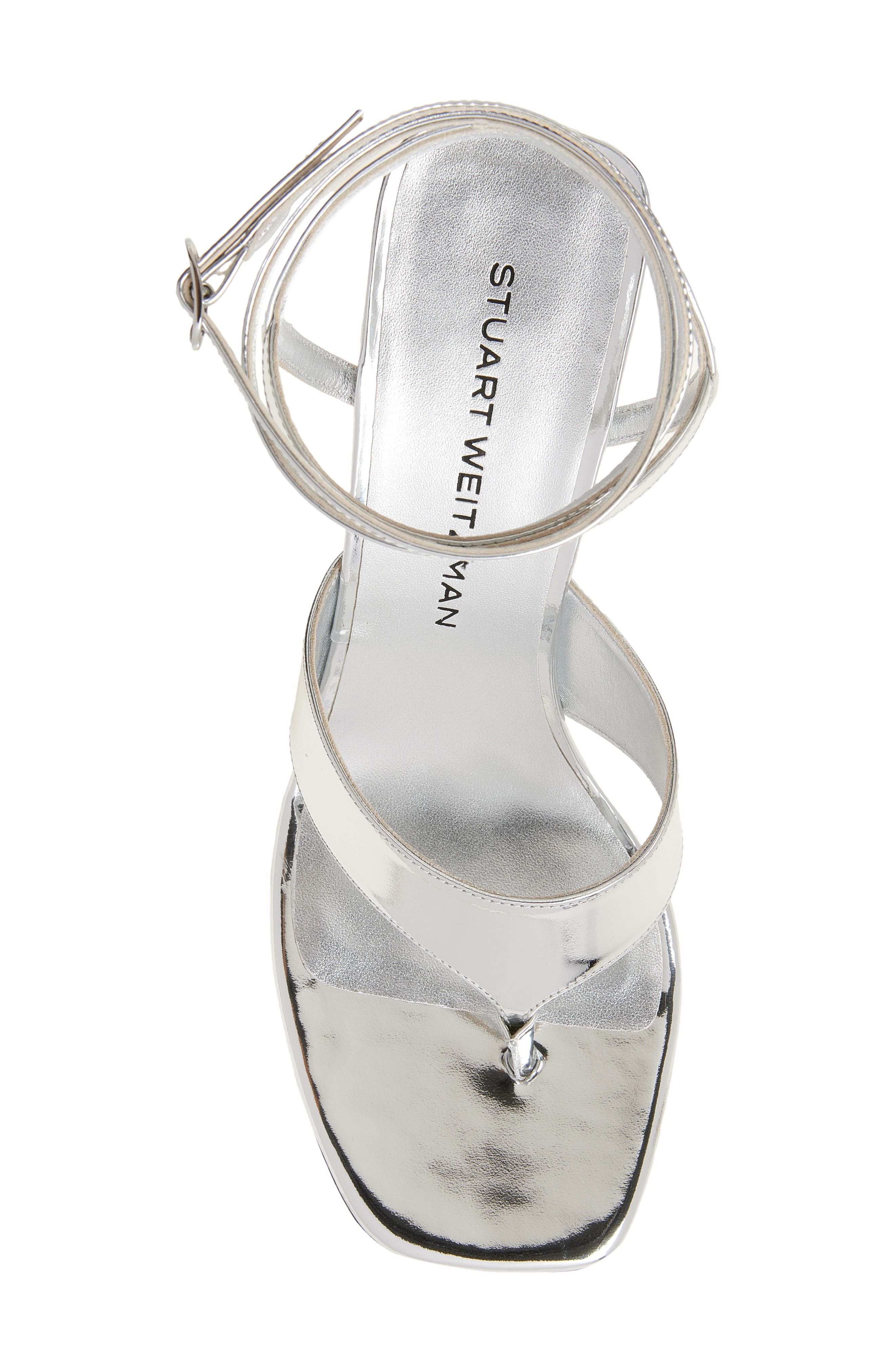Stuart Weitzman Vinnie Wrap 85 Sandal, Alternate, color, Silver Specchio