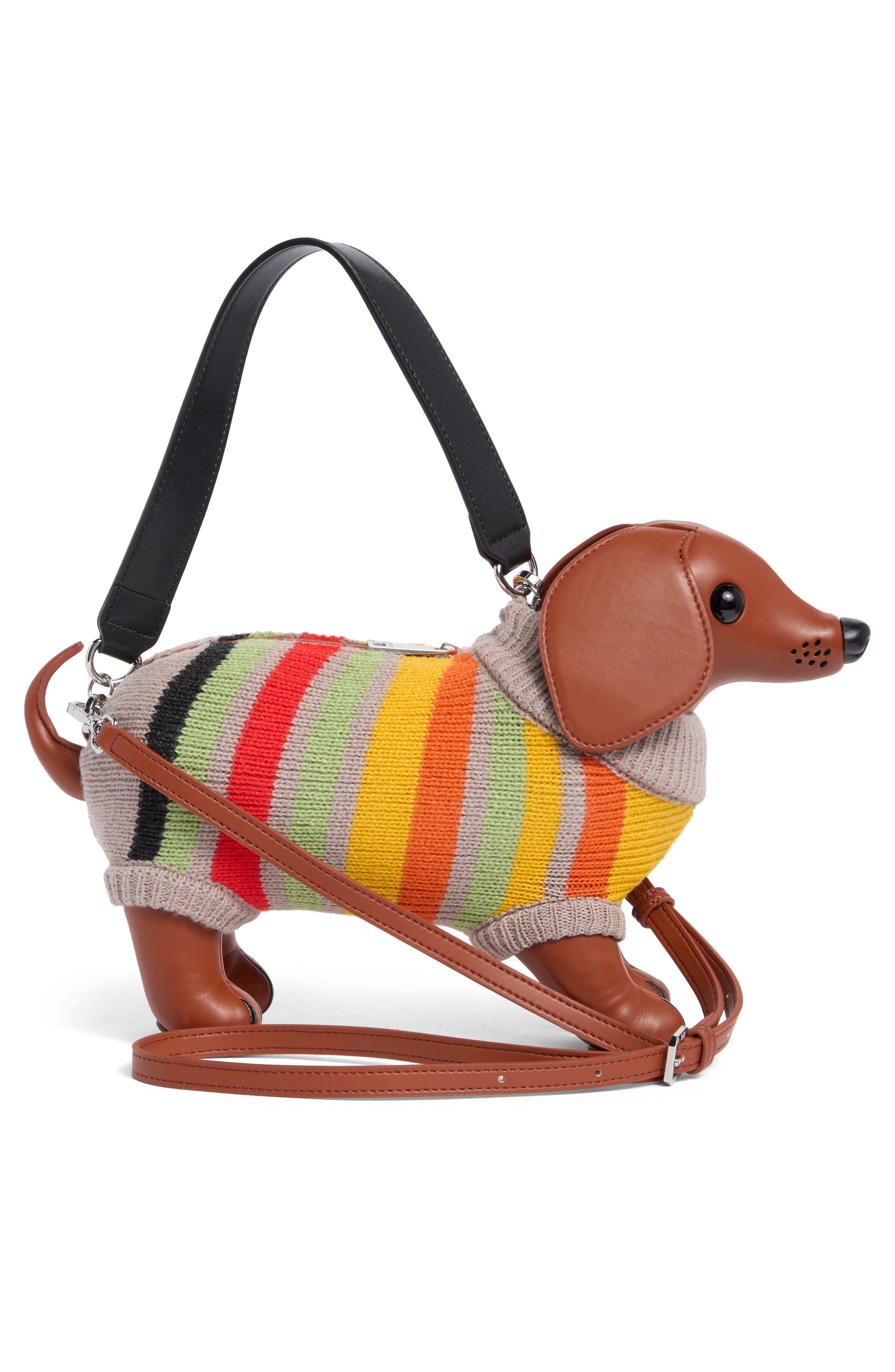 Addison Dachshund Faux Leather Handbag, Alternate, color, MULTICOLOR
