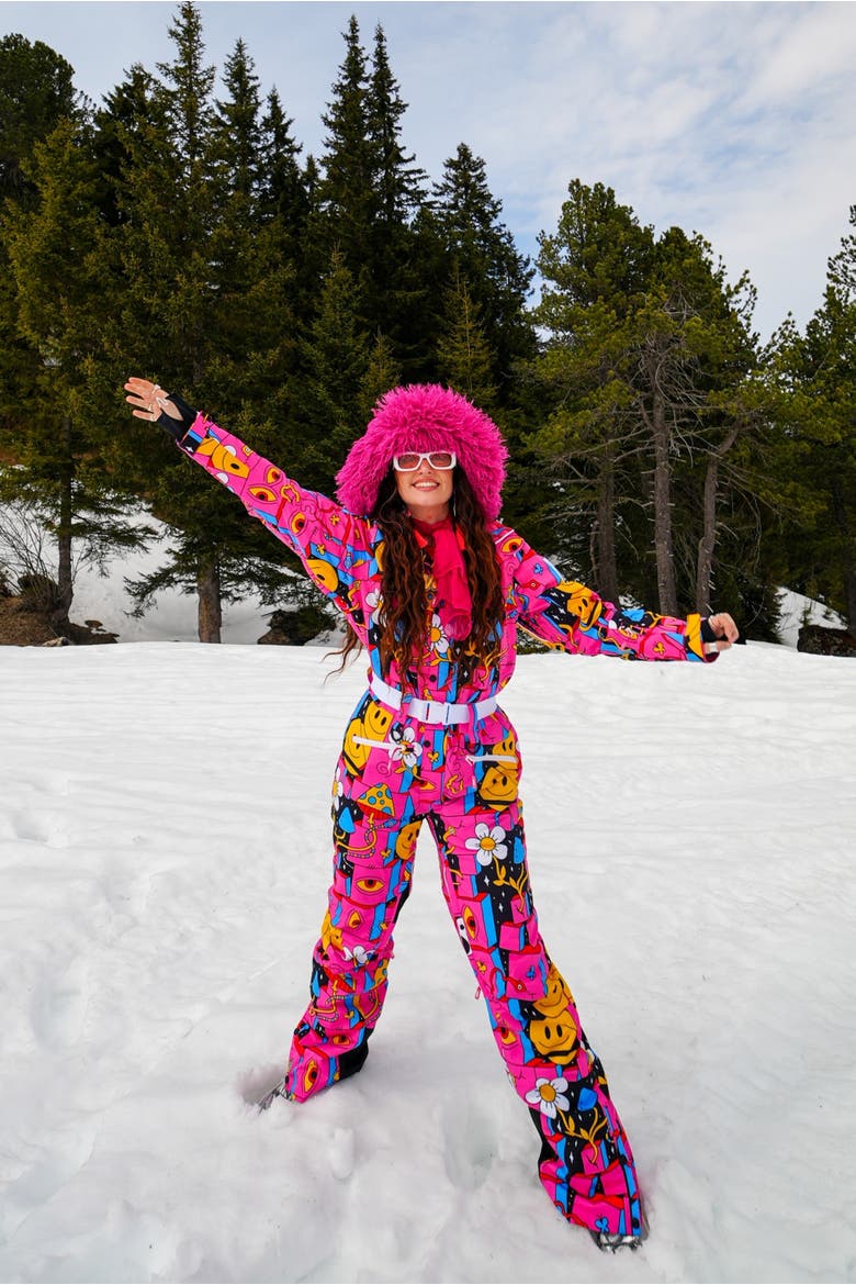 Trippy Hippy Shaped Women's Ski Suit, Alternate, color, Pink
