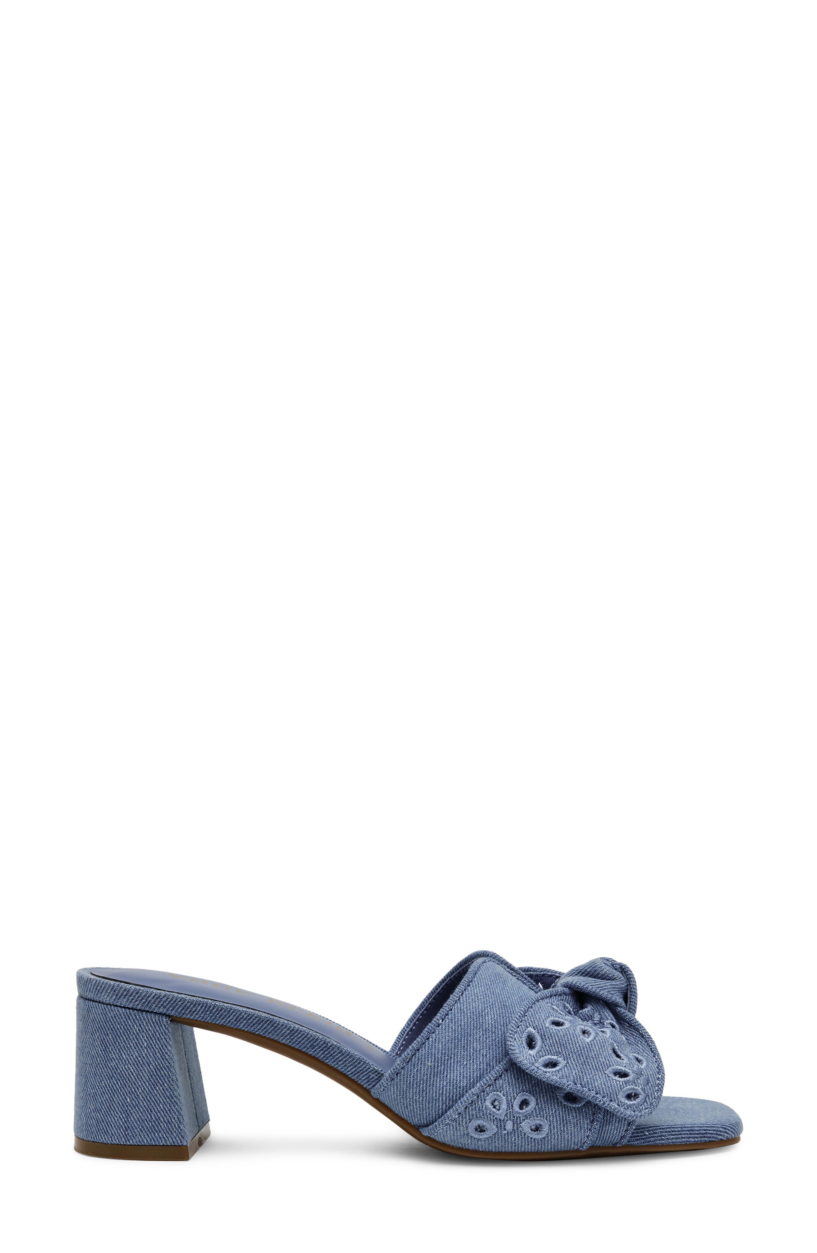 Anne Klein Kizmet Bow Slide Sandal, Alternate, color, Denim