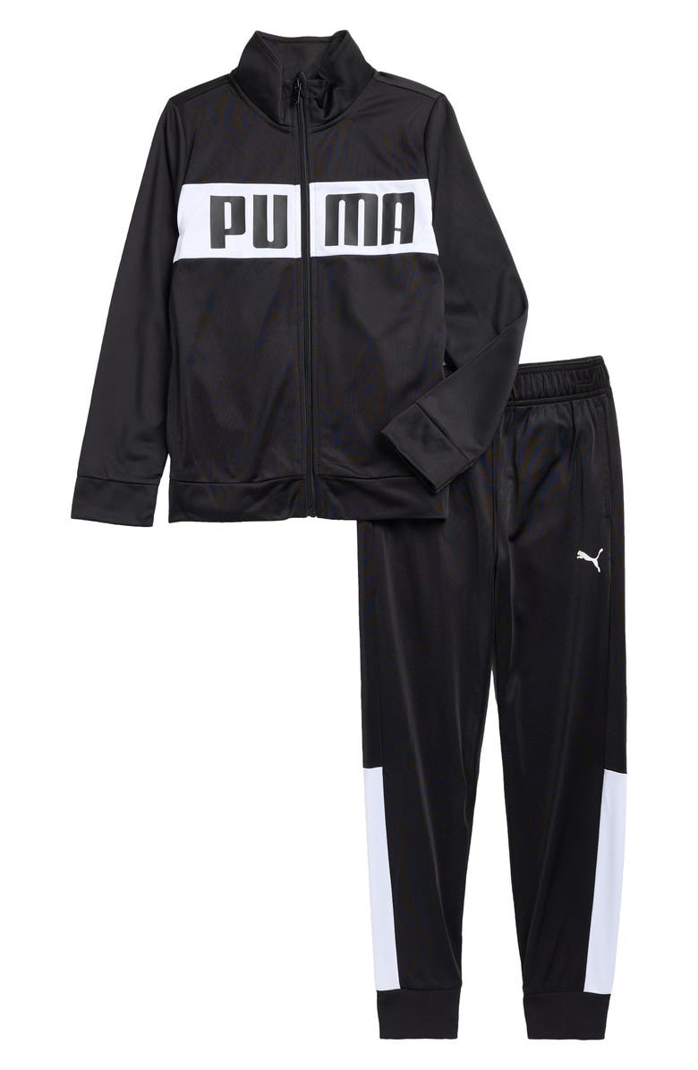 PUMA Kids' Tricot Track Jacket & Joggers Set, Main, color, Black