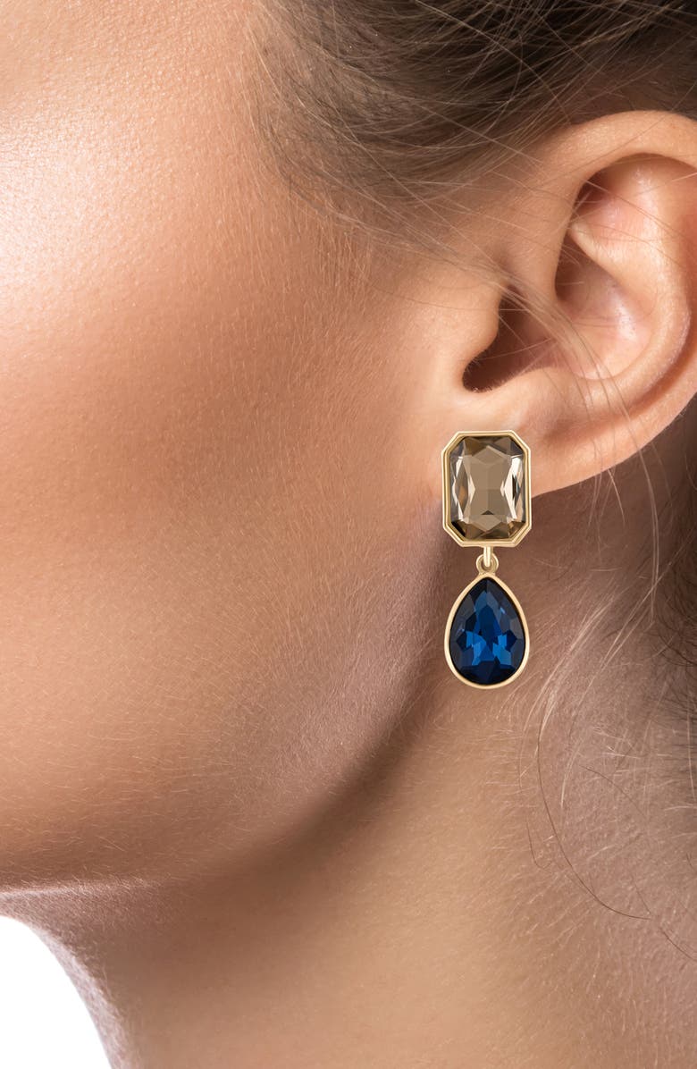 JARDIN Crystal Drop Earrings, Alternate, color, Blue/ Gold