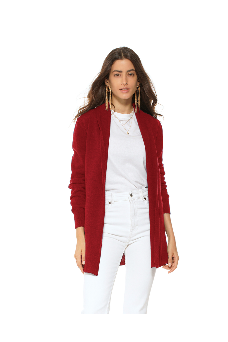 Long Open Front Pure Cashmere Cardigan, Main, color, Chianti