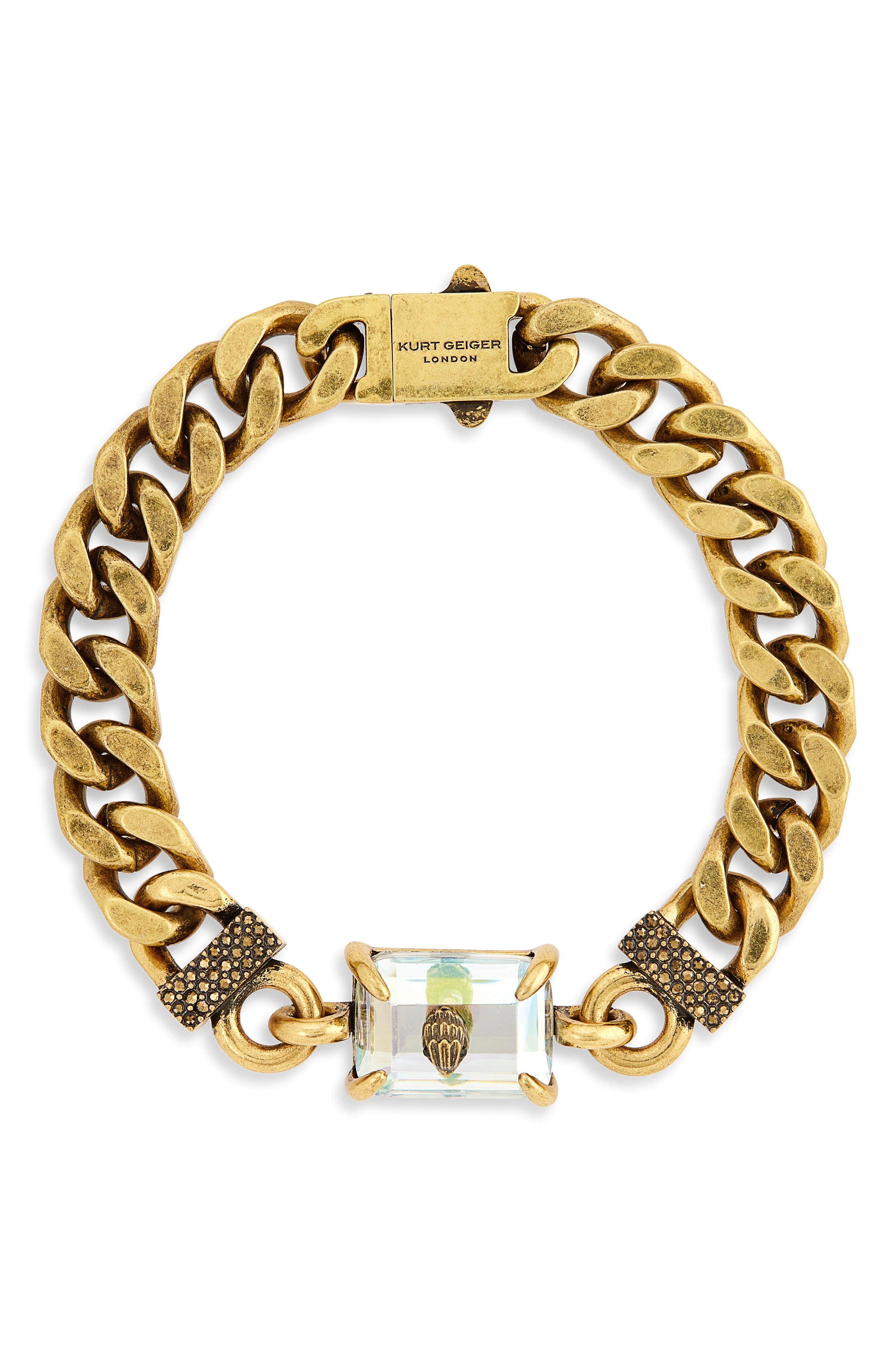 Kurt Geiger London Eagle's Head Crystal Curb Chain Bracelet
