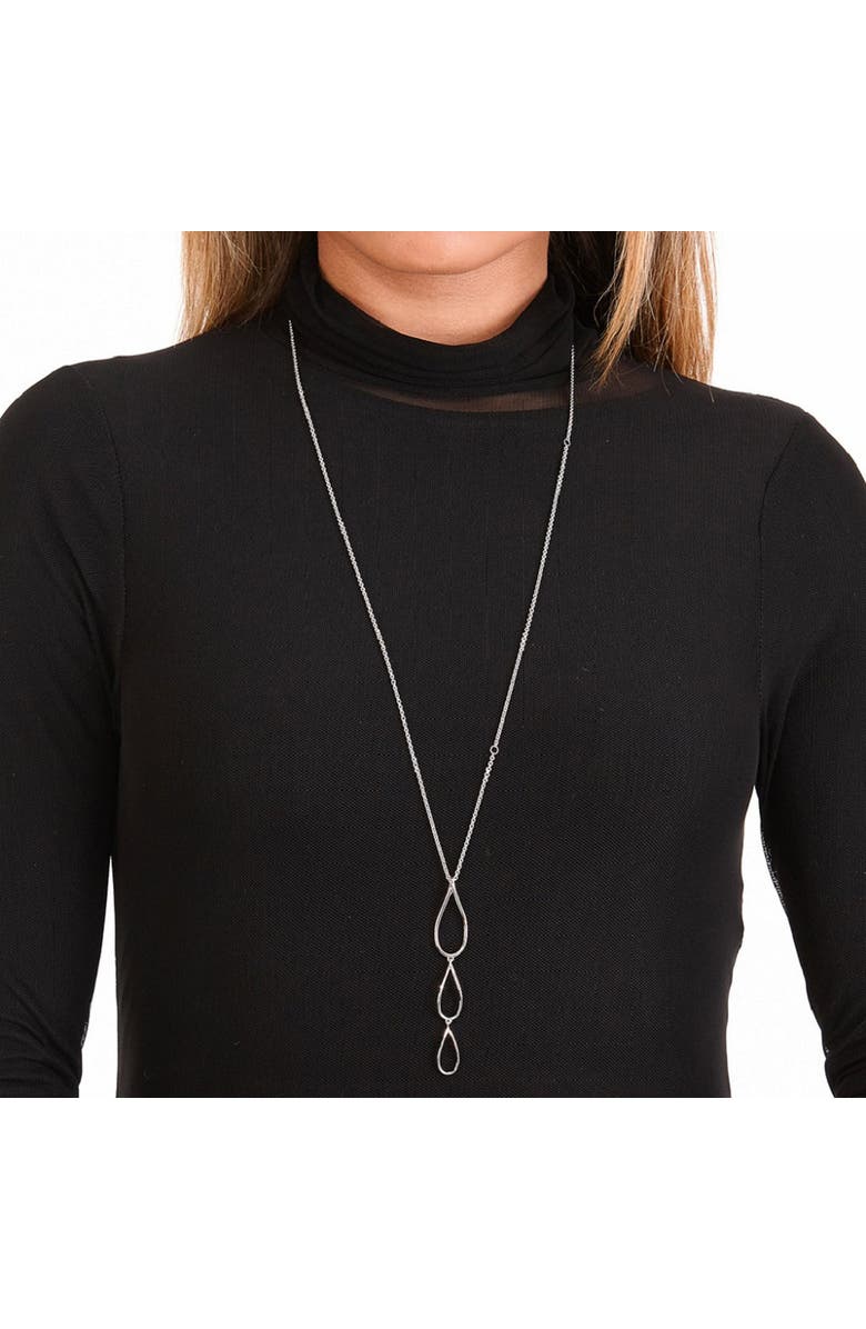 Lucy Quartermaine Tri Petal Long Pendant, Alternate, color, Silver