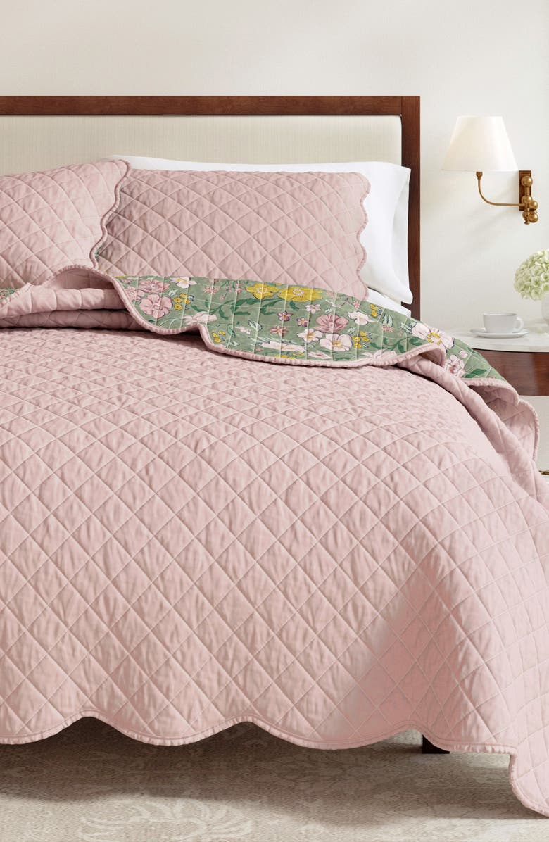 Woven & Weft Floral Scalloped Cotton Quilt & Sham Set, Main, color,