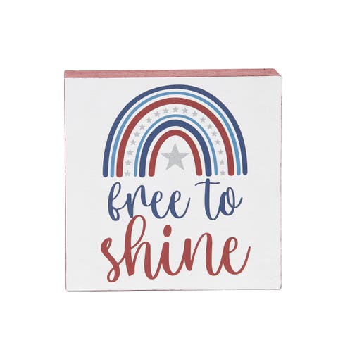 "Free to Shine" Rainbow Decorative Shelf Block Figurine 4.75"