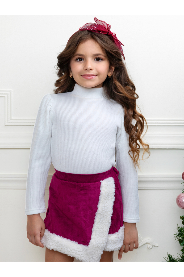 Cozy Long Sleeve Top and  Skort Set, Alternate, color, White