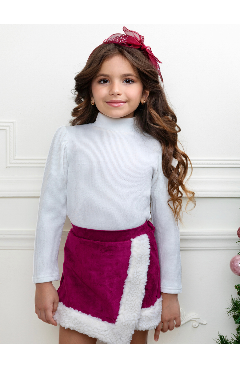 Mia Belle Girls Cozy Long Sleeve Top and  Skort Set, Alternate, color, White