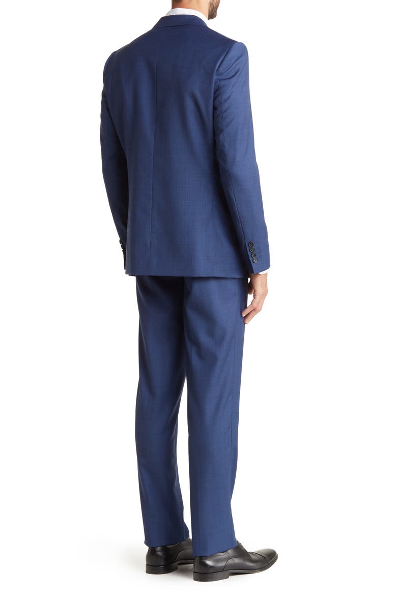 Port Slim Fit Two Button Notch Lapel Wool Blend Suit, Alternate, color, BLUE SHARK
