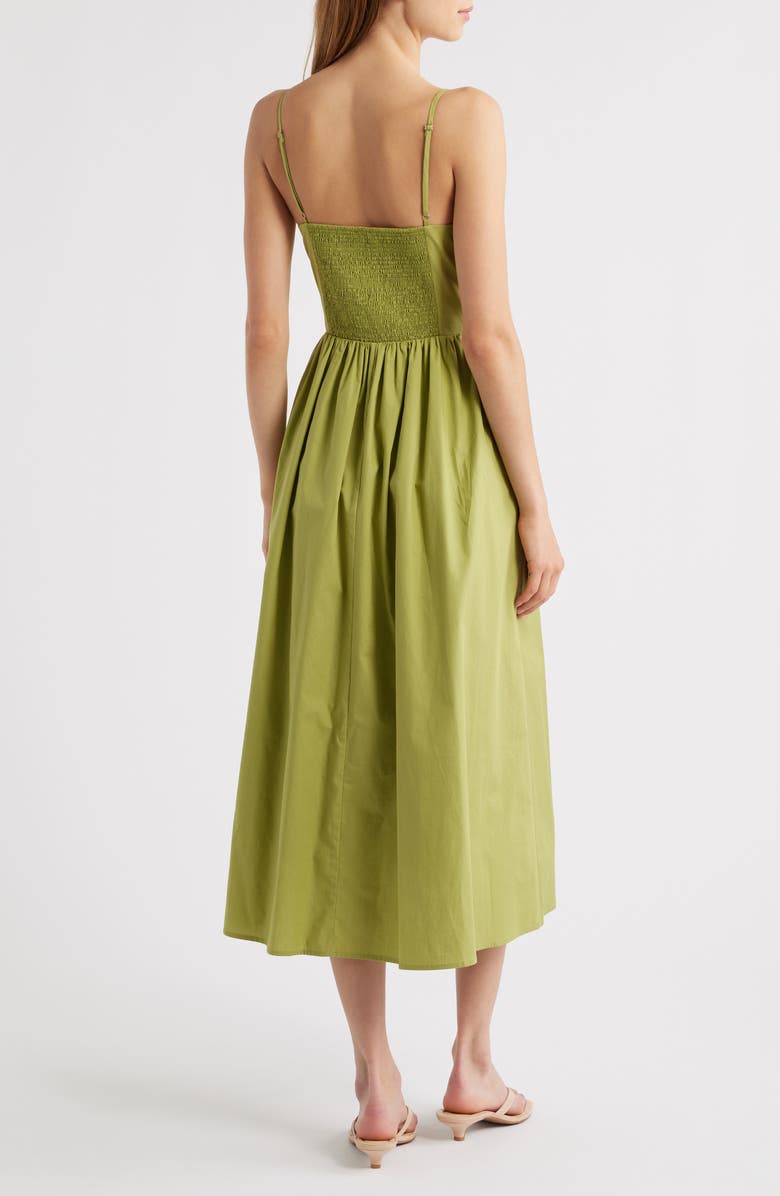 MOON RIVER V-Neck Drop Waist Cotton Midi Sundress, Alternate, color, 