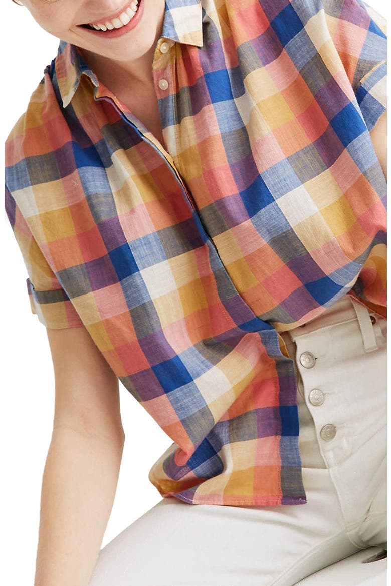 Rainbow Check Hilltop Shirt, Main, color, RAINBOW CHECK PASTEL ORANGE