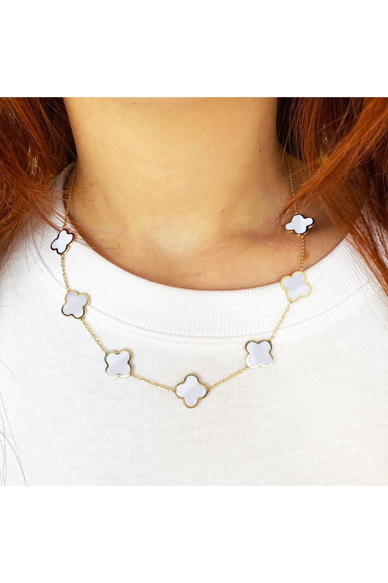 Large Mother of Pearl Clover Necklace, Alternate, color, Mother of Pearl