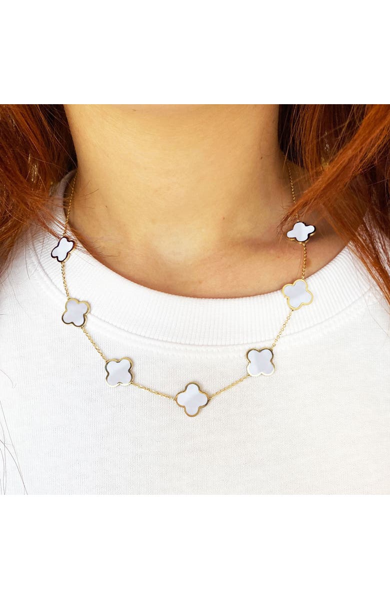 The Lovery Fine Jewelry Large Mother of Pearl Clover Necklace, Alternate, color, Mother Of Pearl