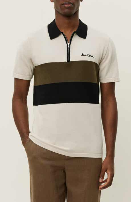 Les Deux Raul Colorblock Stripe Zip Polo