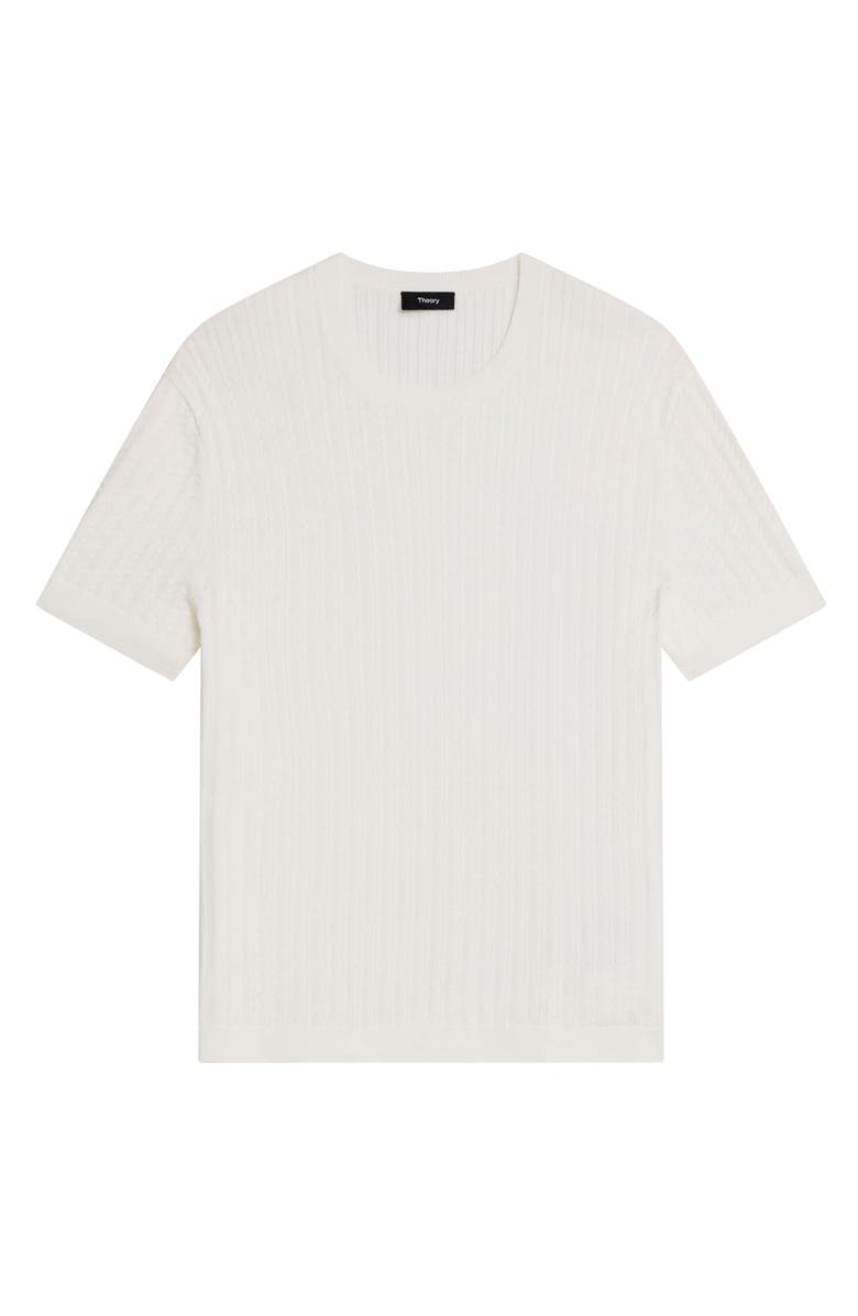 Theory Cable Short Sleeve Cotton Blend Sweater, Alternate, color, Ivory
