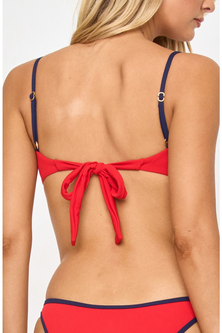 Hazel Ribbed Bikini Top, Alternate, color, FLAME/ MIDNIGHT