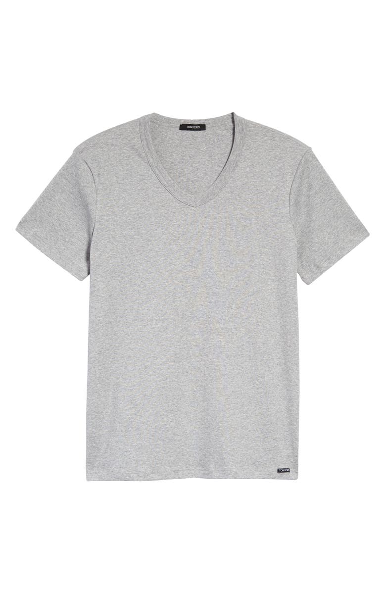 TOM FORD Cotton Jersey V-Neck T-Shirt, Main, color, Grey